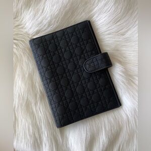 Christian Dior Black Quilted Fabric Cannage Agenda Personal Medium MM Planner